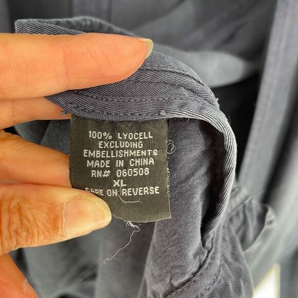 Angie Womens Open Waterfall Front Asymmetric Hem Lyocell Cardigan Jacket Navy XL - Picture 7 of 9